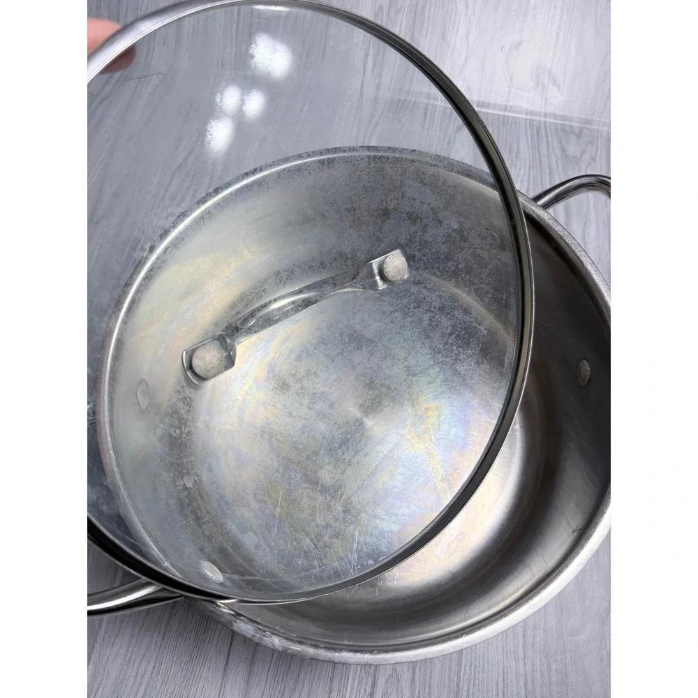 Wolfgang Puck Cafe Collection 5qt Dutch Oven Stainless Steel Pot Glass Lid